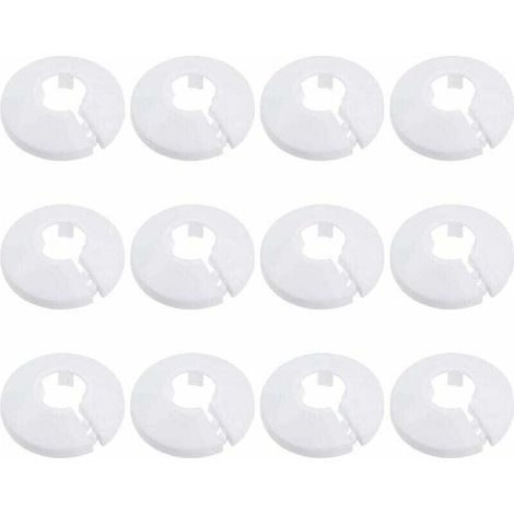 12 Pcs Cache Tuyau, Cache Tuyau Plomberie Collier Radiateur, Manchon Radiateur pour Tuyau Rosace Ronde Blanche Diamètre de 15 mm (Blanc) (1/4)