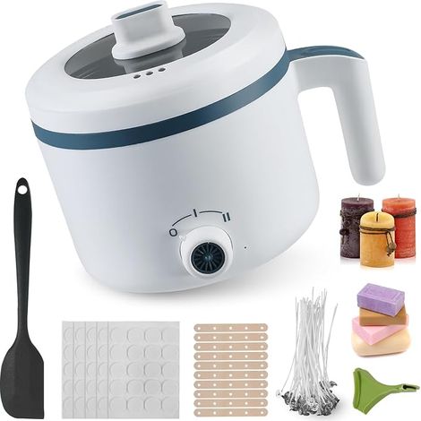 Fondoir Cire Bougie,Chauffe cire Bougie, Fondeur De Cire Pour La Fabrication De Bougies Machine Fondre Cire Bougie Antiadhésif Et Nettoyer,1.7 L (1/5)