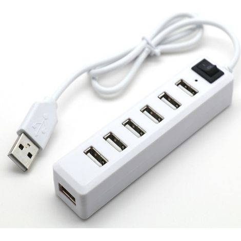 7-Port USB Hub, Expansion Unit, High Speed USB 2.0, Multi USB Hub, Splitter, Switch, Cord Adapter Cable for Laptop, Mac Book (1/2)