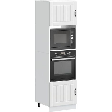 Vidaxl – Armoires à four 2 pcs – Bois d'ingénierie blanc – Compartiment spacieux – Pieds réglables – Design compact pour petites cuisines (1/5)