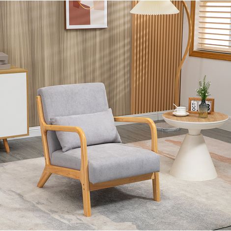 Sillón relax con reposabrazos, cojín lumbar, tapizado de poliéster con aspecto de terciopelo, gris (1/5)