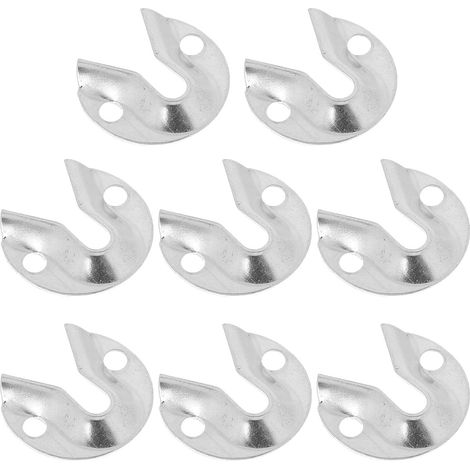 CCYKXA8-Piece Metal Wall Mounting Kit with Keyhole, Round Brackets in Brushed Steel Finish, Hooks for Picture Frames, Mirrors and Decorations (1/5)