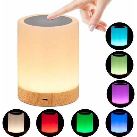 Lampe de Chevet LED- Lampe de Nuit avec Variateur Tactile Rechargeable USB 16 Couleurs pour Chambre dEnfants YYV (1/4)