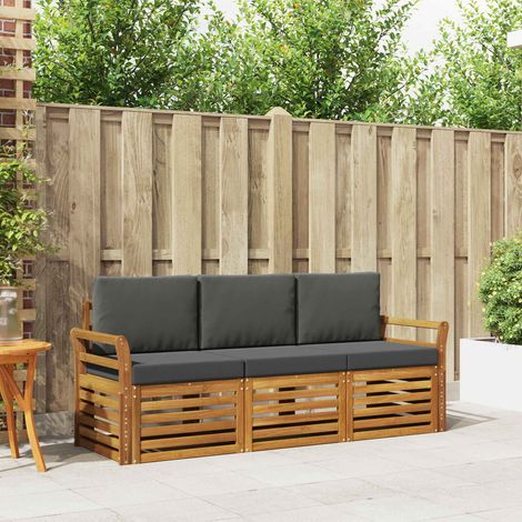 Sofagarnituren 3 pcs Natur und Anthrazit Massivholz Akazie