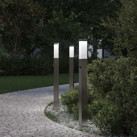 vidaXL Lampioni a dissuasore con sensore 3 pz 80 cm Acciaio Inox IP44 (1/5)