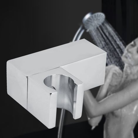 Support mural carré en cuivre pour pommeau de douche à main, fixation rotative à 360°, angle réglable noir (1/5)