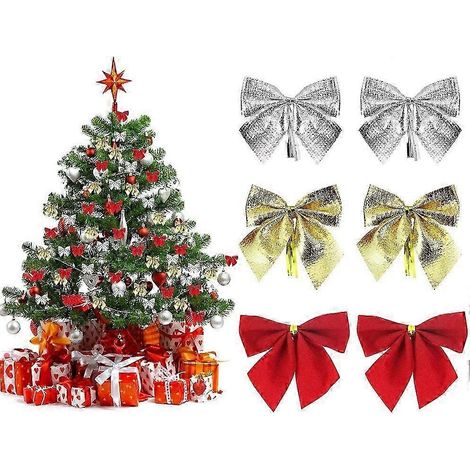 Nœuds décoratifs en ruban de Noël, nœuds pour sapin de Noël, nœuds en ruban de velours, nœuds pour emballage cadeau, nœuds festifs pour Noël. (1/5)