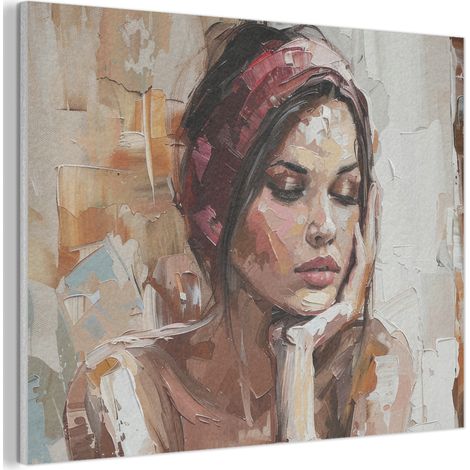Acoustic Felt Wall Art Woman - Paint look - Portrait - Modern 80x60 cm (1/5)