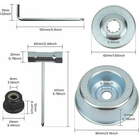 Kit de tête de coupe universelle pour débroussailleuse thermique, compatible Stihl, Echo, Ryobi, Triumph – longue tige, durable (1/5)