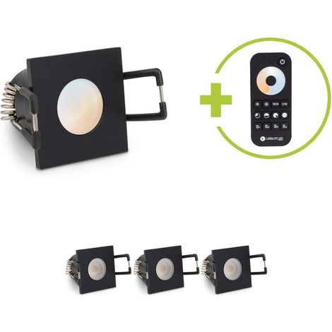 Einbaustrahler Mini Livorno eckig 3W CCT IP65 - Farbe: schwarz matt - Anzahl: 4x