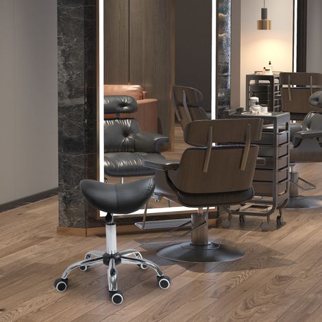 Rollhocker, Massagehocker mit verstellbarer Höhe (49–61 cm) und ergonomischem Sitz, 360° drehbarer Arbeitsstuhl mit Rollen, für Massagesalons, Tattoo-Studios, Kliniken, Spas, schwarz