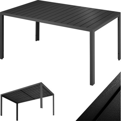 Table jardin design moderne aluminium pieds réglables 150x90x74cm noir