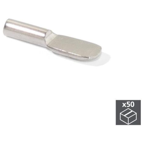 Emuca Soporte para estantes de madera, cucharilla, D. 5 mm, Acero, Niquelado, 50 ud. -