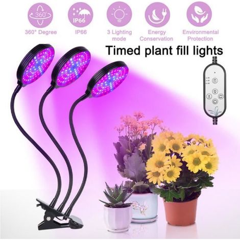 Lampe De Croissance LED - 45 W - Spectre Complet Rouge Bleu - Minuterie 4/8/12 H - IP66 Etanche - 78 LED - Pour Intérieur (1/4)