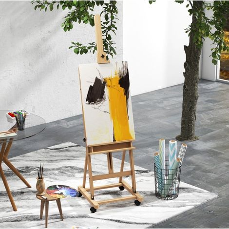 Chevalet d'artiste 50,5x53x238 cm en bois naturel, gain de place, atelier FloraGrace (1/5)