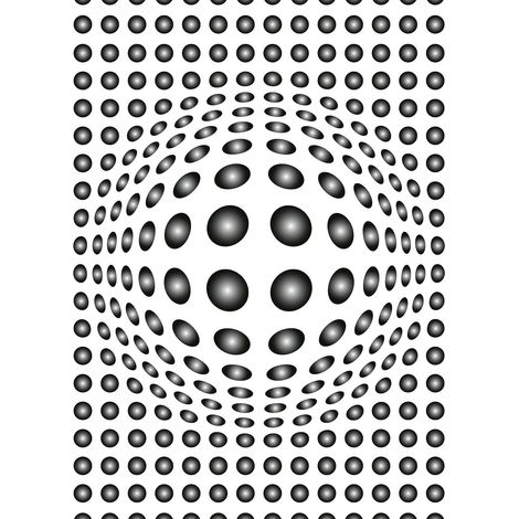 Papier peint panoramique 3D graphique | Tapisserie panoramique noire & blanche avec cercles | Papier peint panoramique moderne géométrique - 192 X 260 cm (4 pièces) (1/2)