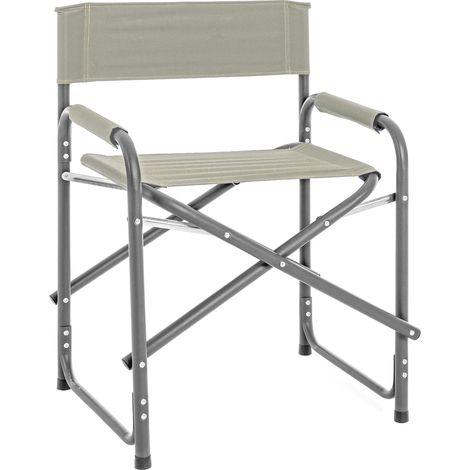 Sedia Sgabello Regista Poltrona Pieghevole in Alluminio Lavabile Leggera Lavabile Terrazzo Giardino Campeggio Mare Spiaggia Trasportabile Grigio Chiaro (1/5)