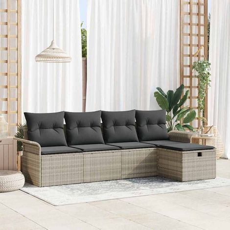 vidaXL Ensemble de canapé de jardin 5 pcs Gris clair Poly rotin (1/5)