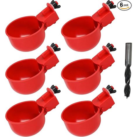 Abreuvoirs Automatiques pour Poules, Distributeur d'eau en Plastique Rouge pour Volaille, Canards et Oiseaux, Poulailler (1/5)
