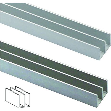 Profili a doppia U in alluminio argento 2 mt - 20x11 mm - confezione 10 pz