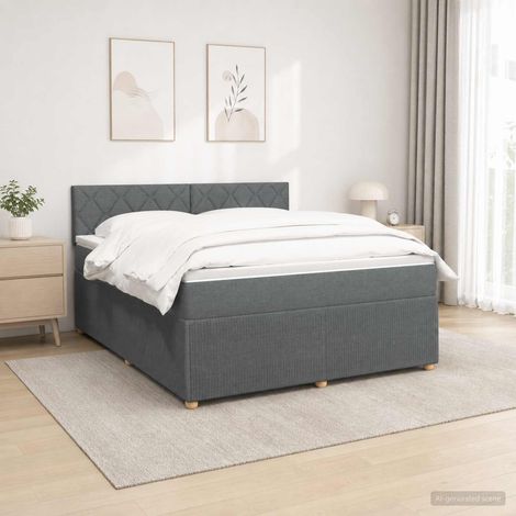 Lit boxspring avec matelas Gris foncé 160 x 200 cm Tissu (1/5)