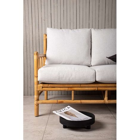 Cane canapé de jardin avec coussin de jardin 3 pers. naturel.