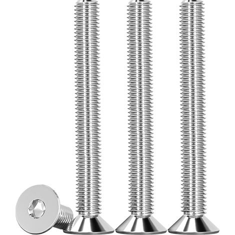 Lot de 25 vis à tête fraisée M6 x 50 mm, en acier inoxydable V2A, VA A2, avec six pans creux DIN 7991 / ISO 10642, vis filetées, argentées, filetage métrique (1/5)