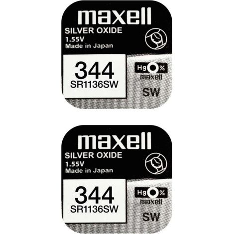 .2 pile Maxell 344 SR1136SW 1,55V Silver Oxide.