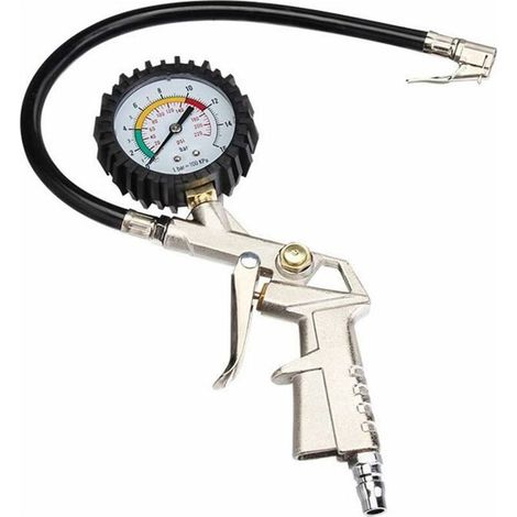 Manomètre de pression des pneus, pistolet de gonflage, testeur de pression d'air multifonction 0-16 bar pour voiture/moto/vélo (1/5)