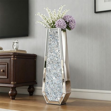 Glass Flower Tall Vase Crystal Room Decor (1/5)