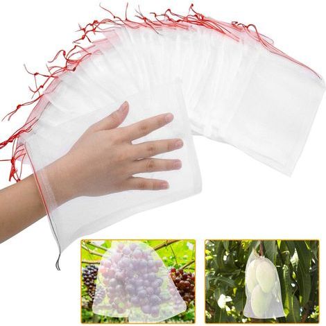 10 pièces de filets anti-insectes et oiseaux 40x60 cm, protection de chasse et sacs filets de jardin pour plantes, fruits et fleurs (1/4)