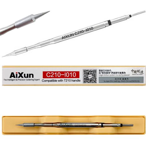 Punta per saldatore di precisione Aixun C210-I010, dritta tipo I, 0,12 mm, lunga 78,87 mm