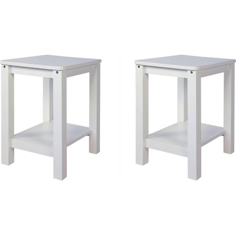 Set di 2 comodini e sgabelli moderni e senza tempo in legno bianco MOC06021