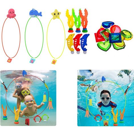 Duikspeelgoed voor in het zwembad - 38 stuks duikspelletjes voor in het zwembad, speelgoed voor in het zwembad of voor kinderen van 4-8-12 jaar, met duikringen, duikstenen, duikstokken, zwembadtorpedo (1/5)
