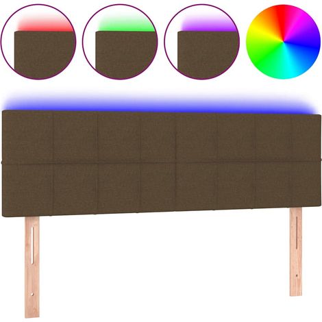 Maison Exclusive - Cabecero con LED de tela marrón oscuro 144x5x7 (1/5)
