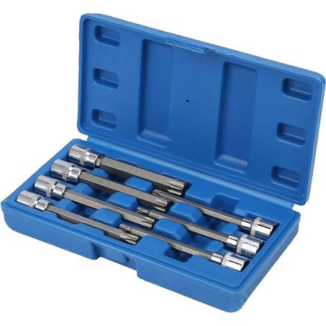 7-teiliges Set extra langer Sechskant-Stern-Steckschlüssel T25-60 3/8 Zoll Vierkantantrieb mit Werkzeugkasten für Autoreparaturen