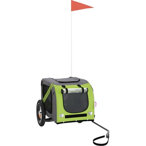 Remorque de vélo pour animaux de compagnie vert et gris CFW691758 (1/5)