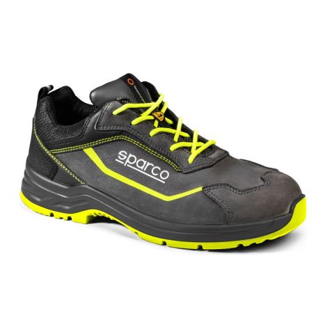 Chaussures de travail de se'curite' basses Sparco Indy Conor S3S N.39 en nubuck foulonne' hydrofuge gris fonce'/jaune fluo Grigio Scuro + Giallo Fluo 39