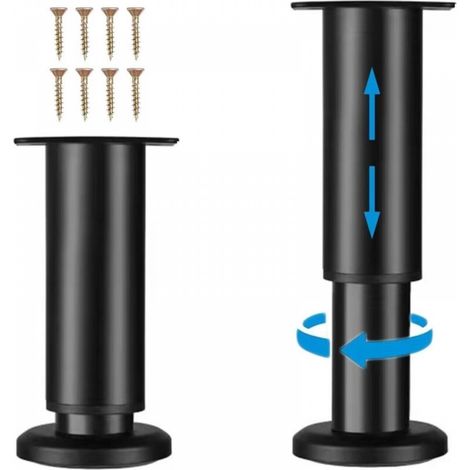 Pieds de meuble réglables en métal - Lot de 4 pieds de canapé/canapé/armoire/lit - Pieds de support de 18 à 30 cm de hauteur pour chaise/table basse/commode (1/5)