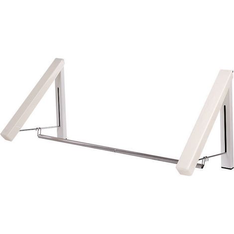 Étendoir à linge mural rétractable blanc pliable, installation sans perçage, pour chambre ou bureau (1 pièce) (1/5)