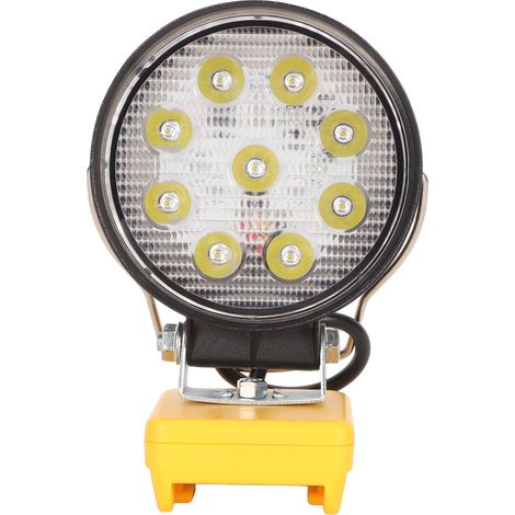 Lampe de travail LED 27 W ronde à double niveau d'intensité réglable, boîtier en aluminium, dissipation thermique rapide, pour batteries au lithium 18 V à 20 V (1/5)