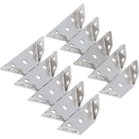 Renfort d'angle en Acier Inoxydable - V GEBY - Lot de 10 - 67x28x22 mm - Anticorrosion - Multi-usage (1/4)