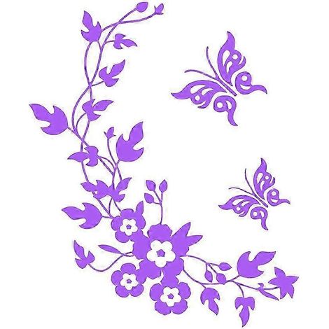 Stickers muraux floraux, autocollants amovibles en PVC violet pour la décoration de salle de bain, toilettes, chambre et salon, 3 feuilles de 34 x 28 cm (1/5)