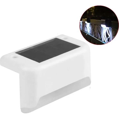(1 lampe solaire LED blanche) Lampe d'escalier LED étanche IP65 pour jardin, allée, terrasse, escaliers, clôture - Veilleuse solaire (1/5)