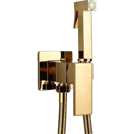 Handheld Bidet Sprühset, Warm- und Kaltwassersteuerung, Einstellbarer Druck, Gebürstetes Gold (1/2)