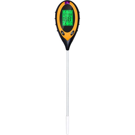 Soil PH Meter, Soil Moisture/Light/pH/Temperature Tester 4-in-1 Gardening Tool Kits for Yard, Battery Included, Yellow
