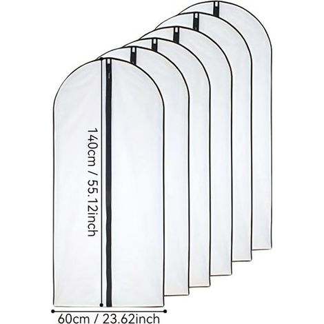 Questo set di sei copriabiti trasparenti da appendere protegge efficacemente capi come abiti,60x120 cm,bordo nero (1/5)