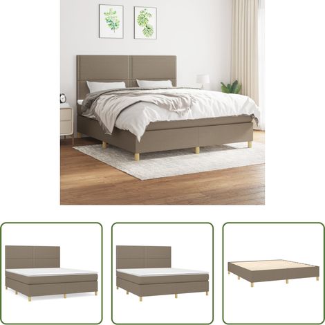 vidaXL Kopfteil - Boxspringbett mit Matratze Taupe 180x200 cm Stoff (1/5)