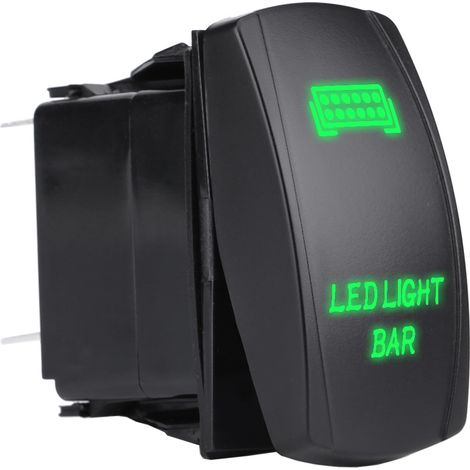 Interrupteur étanche 12V 24V 5 broches LED pour barre de phare, bouton SPST marche/arrêt vert pour voiture bateau camion (1/5)