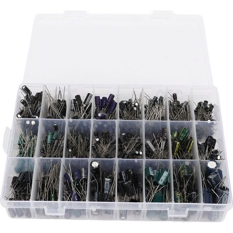 Kit assortiment de 630 condensateurs électrolytiques aluminium, 24 valeurs de 0,1µF à 1000µF, pack de composants électroniques (1/5)
